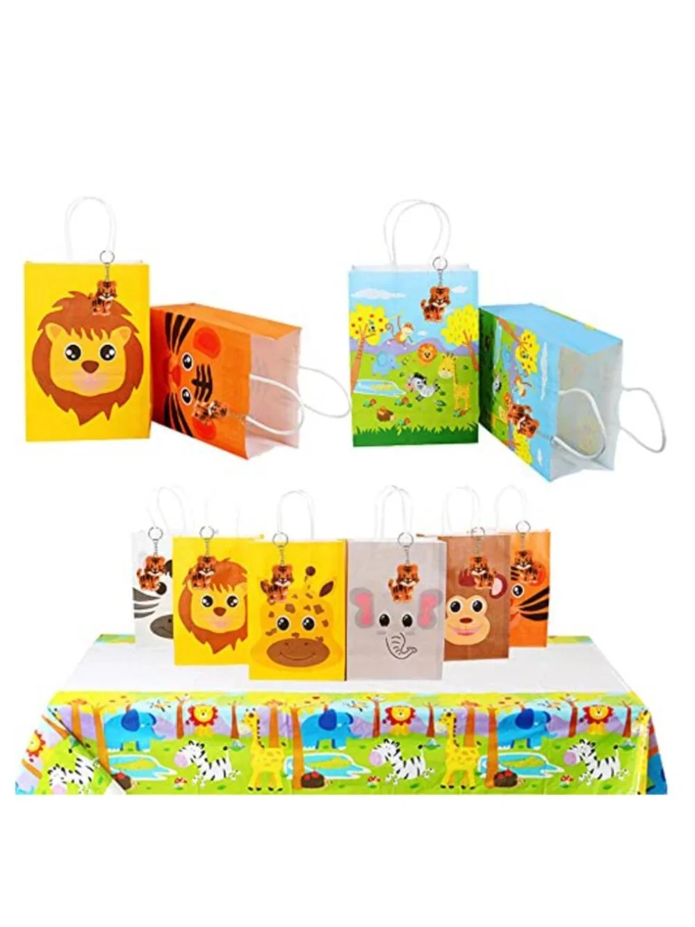 24 Pack Tiger Keychains Jungle Animal Safari Party Favors Non-Toxic